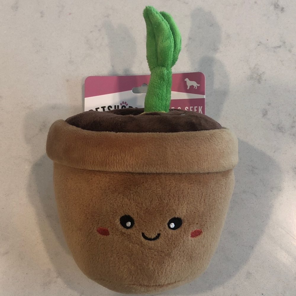 PetShop Plush Plant Pot Dog Toy - Green and Brown